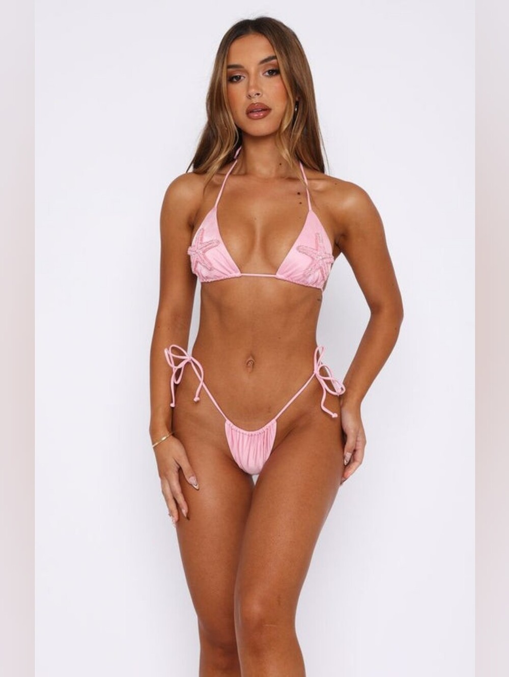 White Fox Boutique Starry Shores Bikini Top & Bottom Blush Pink Size: Medium